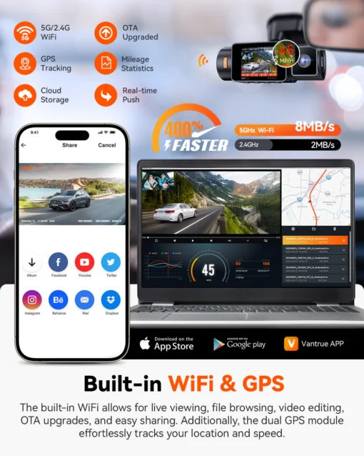 Vantrue N2X 2.7K Front & Interior Dash Cam + LTE Module + Hardwire Kit Bundle - Image 5