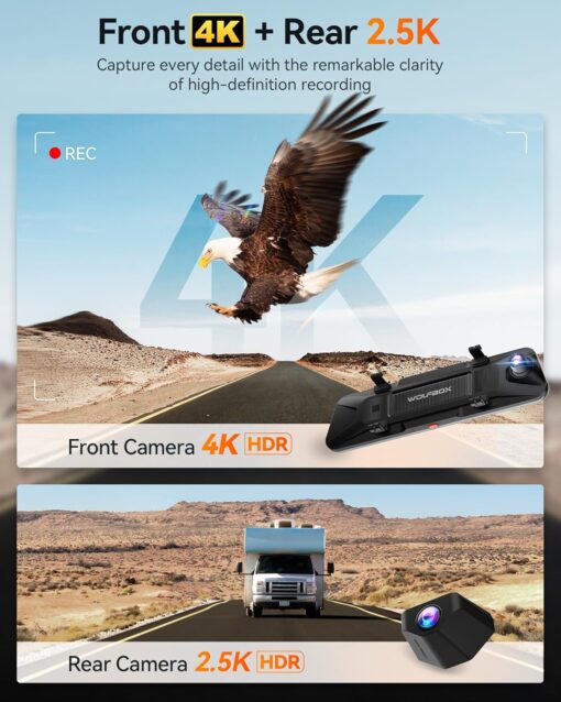 Wolfbox G900 PRO 12 Inch Dual Channel Rear View Mirror 4K Dash Cam - Image 2