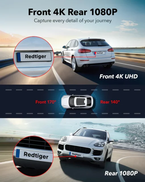 Redtiger F7NT Touch Screen 4K Dual Dash Cam - Image 4