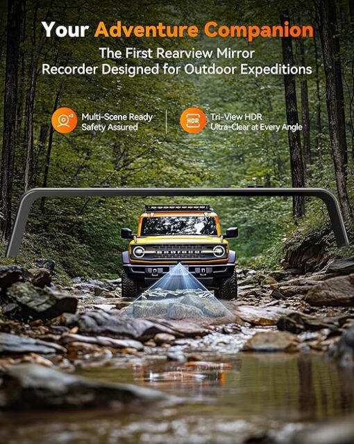 Wolfbox G900 TriPro Bumper Version 3 Channel Rearview Mirror Dash Cam - Image 5