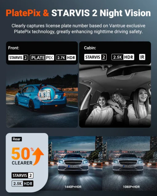 Vantrue N4S 2.7K 3 Channel Dash Cam - Image 4