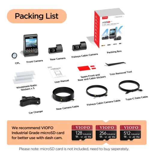 Viofo A329S 4K 3 Channel Dash Cam - Image 6