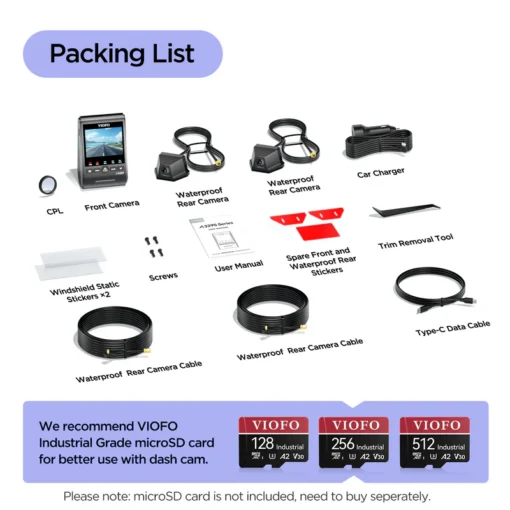 Viofo A329WW 4K 3 Channel Dash Cam with Dual Waterproof Rear Camera for Heavy-Duty Trucks and Trailers - Image 6