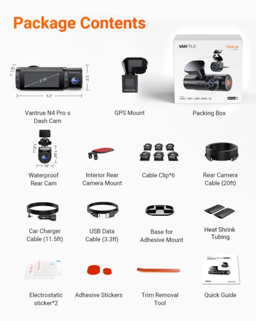 Vantrue N4 Pro S 4K 3 Channel Dash Cam - Image 10