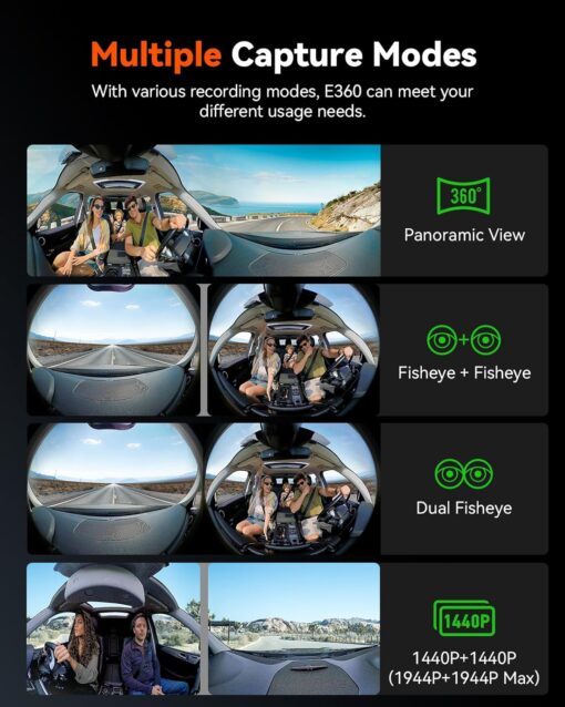 Vantrue E360 Plus 5.2K 360° 3CH Panoramic Dash Cam - Image 5