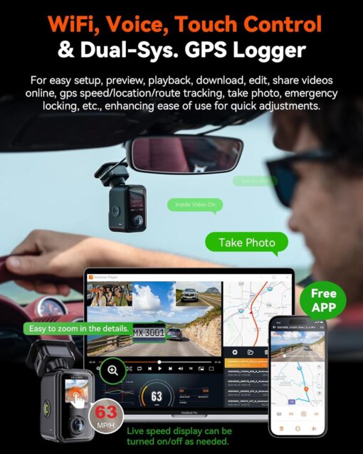 Vantrue E360 Plus 5.2K 360° 3CH Panoramic Dash Cam - Image 3