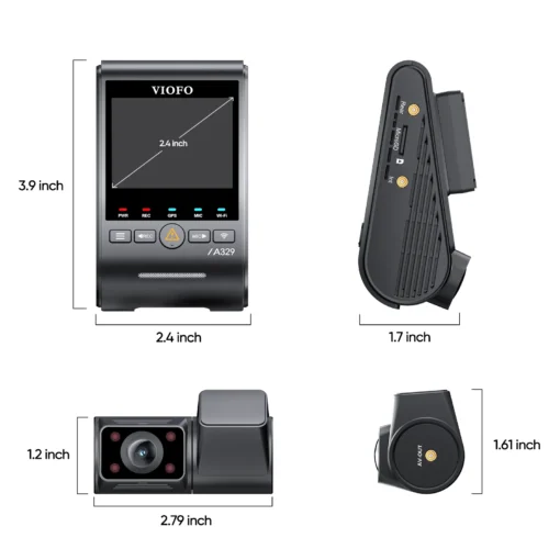 Viofo A329S 2CH IR 4K 60FPS Front + 2K Fisheye Interior Dash Cam - Image 6