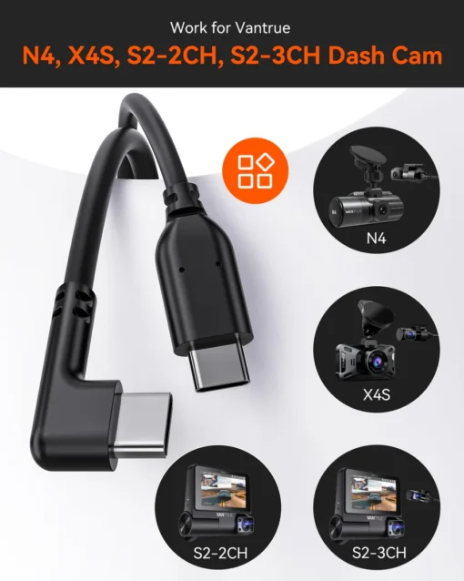 Vantrue Rear Camera Cable for N4, X4S, S2 Dash Cams (Only Compatible with RC02 Rear Cam) - Image 3
