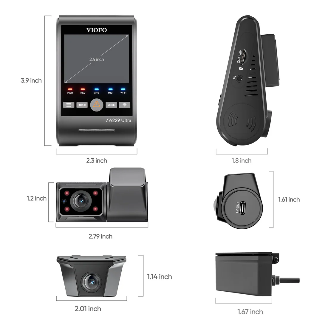 Viofo A229 Ultra W 3CH 4K Front+4K Waterproof Rear Camera+1080P Fisheye Cabin Camera - Image 5