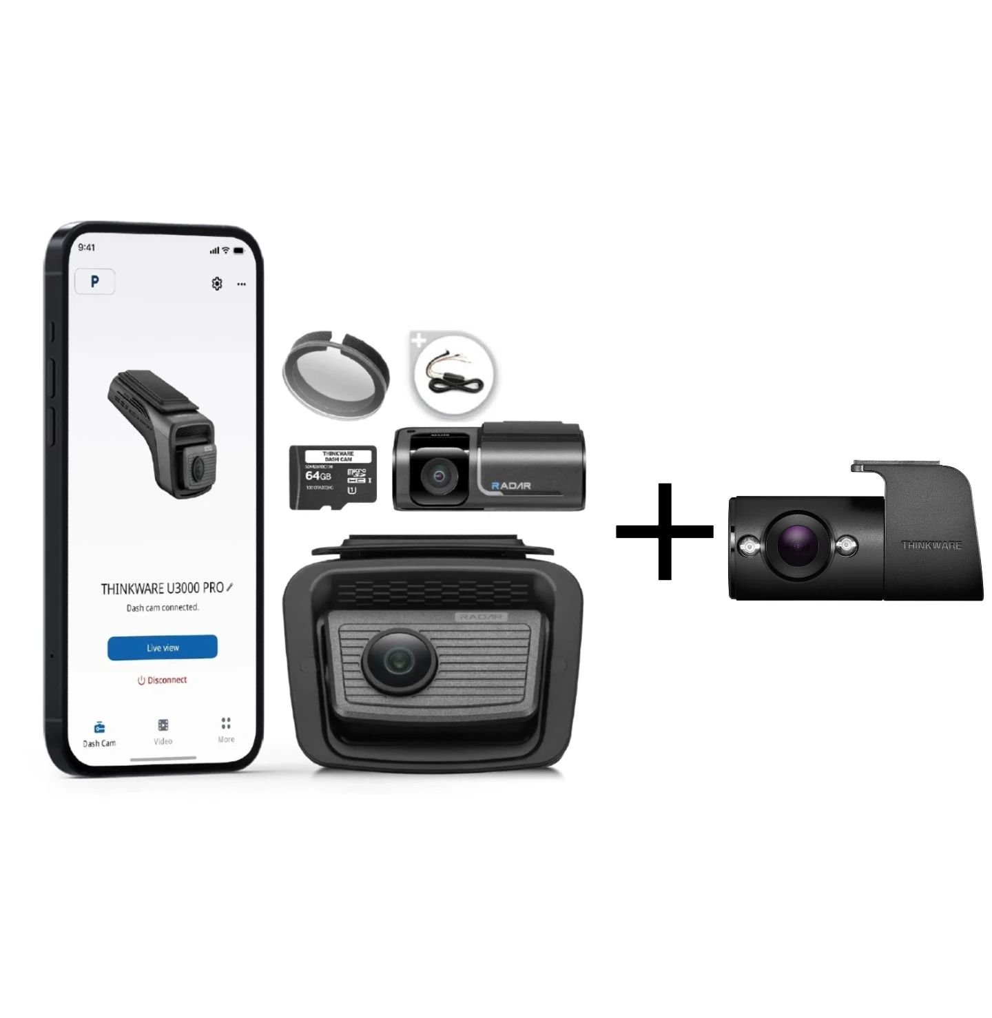 Thinkware U3000 PRO Dual Dash Cam + Interior Camera for U3000 PRO