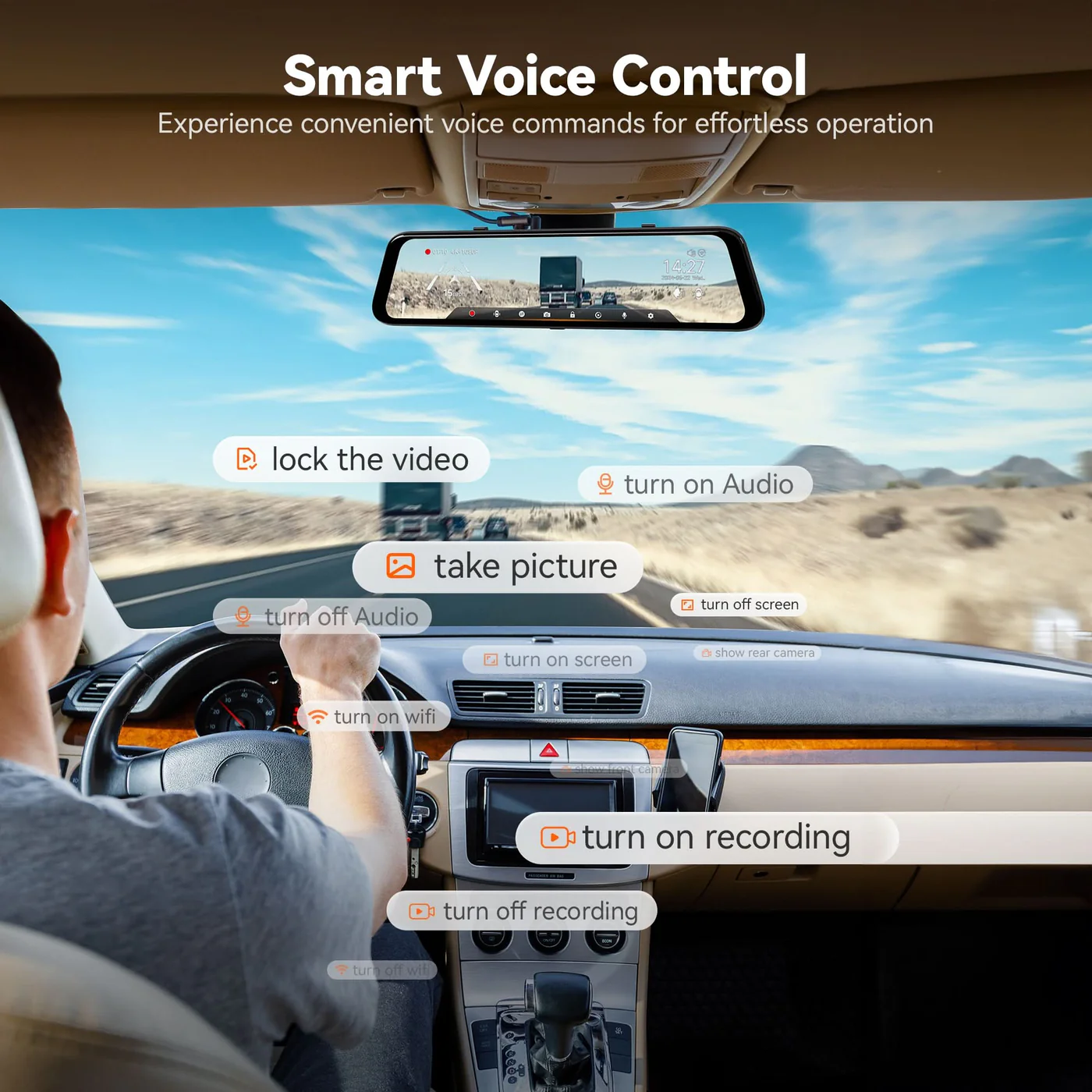 WOLFBOX G850 Pro 4K Wifi ADAS Front and Rear Mirror Dash Cam - Image 6