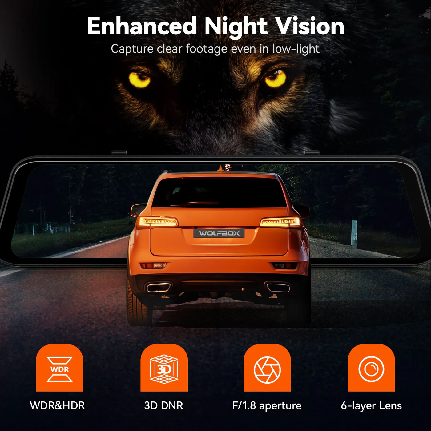 WOLFBOX G850 Pro 4K Wifi ADAS Front and Rear Mirror Dash Cam - Image 8